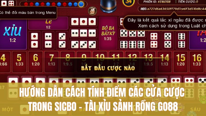 SICBO – Tài Xỉu Sảnh Rồng GO88: Mẹo Chơi Tỉnh Táo 2025 2 Hướng dẫn cách tính điểm các cửa cược trong SICBO – Tài Xỉu Sảnh Rồng Go8